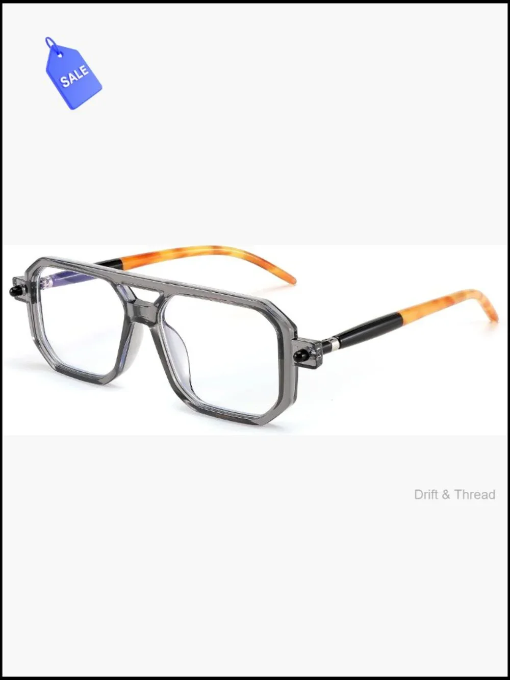 Vintage Square Blue Light Blocking Reading Glasses Metal Frame Unisex
